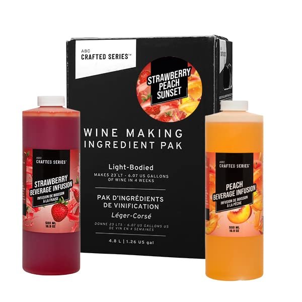 ABC Premium DIY Fruit Wine Making Kits, Makes Up to 30 Bottles/6 Gallons of Fruit Wine (Strawberry Peach Sunset)