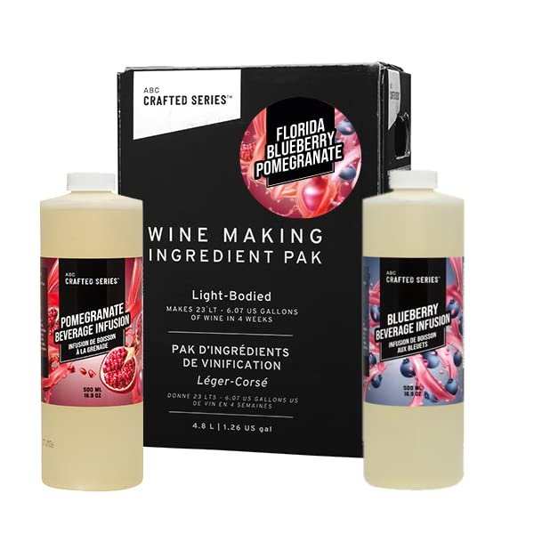 ABC Premium DIY Fruit Wine Making Kits, Makes Up to 30 Bottles/6 Gallons of Fruit Wine (Florida Blueberry/Pomegranate)