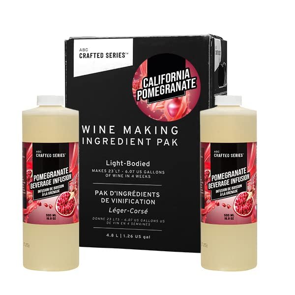 ABC Premium DIY Fruit Wine Making Kits, Makes Up to 30 Bottles/6 Gallons of Fruit Wine (California Pomegranate)