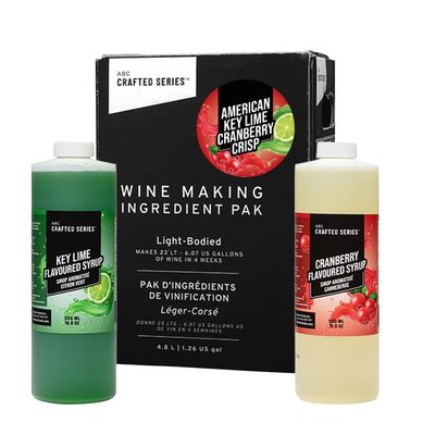 ABC Premium DIY Fruit Wine Making Kits, Makes Up to 30 Bottles/6 Gallons of Fruit Wine (American Key Lime Cranberry Crisp)