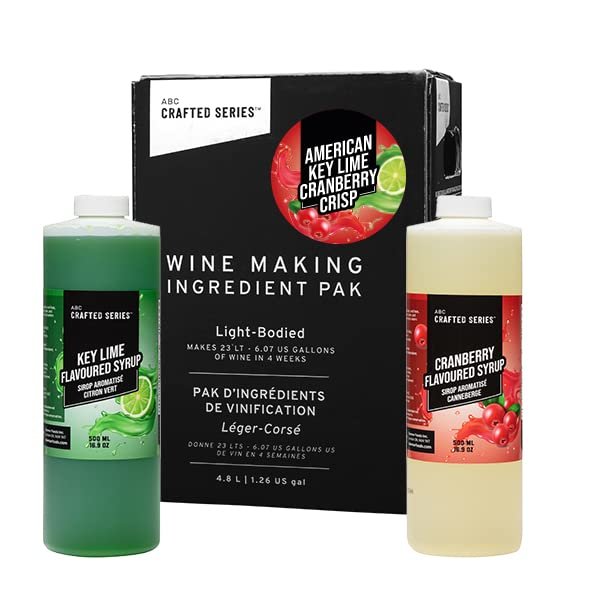 ABC Premium DIY Fruit Wine Making Kits, Makes Up to 30 Bottles/6 Gallons of Fruit Wine (American Key Lime Cranberry Crisp)