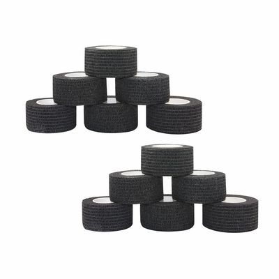 [12 Pack-1" x5Yards] MINGYUE Self Adhesive Bandage Wrap,Athletic Tape,Sports Tape,Wrist and Ankle Wrap Tape,Cohesive Bandage for Vet Tape(Black)