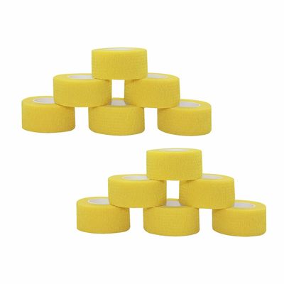 [12 Pack-1" x5Yards] MINGYUE Self Adhesive Bandage Wrap,Athletic Tape,Sports Tape,Wrist and Ankle Wrap Tape,Cohesive Bandage for Vet Tape(Yello)