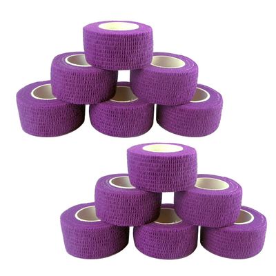 [12 Pack-1" x5Yards] MINGYUE Self Adhesive Bandage Wrap,Athletic Tape,Sports Tape,Wrist and Ankle Wrap Tape,Cohesive Bandage for Vet Tape(Purple)
