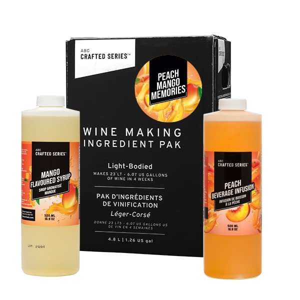 ABC Premium DIY Fruit Wine Making Kits, Makes Up to 30 Bottles/6 Gallons of Fruit Wine (Peach Mango Memories)