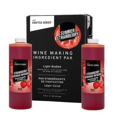 ABC Premium DIY Fruit Wine Making Kits, Makes Up to 30 Bottles/6 Gallons of Fruit Wine (Summer Strawberry)