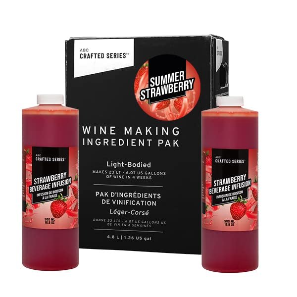 ABC Premium DIY Fruit Wine Making Kits, Makes Up to 30 Bottles/6 Gallons of Fruit Wine (Summer Strawberry)