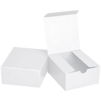 Small White Gift Boxes 4x4x2 White Kraft Paper Boxes for Gifts, Party Favors, Showers, Crafts, Candy Boxes, 100 Pack