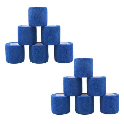 [12 Pack-2" x5Yards] MINGYUE Self Adhesive Bandage Wrap,Athletic Tape,Sports Tape,Wrist and Ankle Wrap Tape,Cohesive Bandage for Vet Tape(Blue)