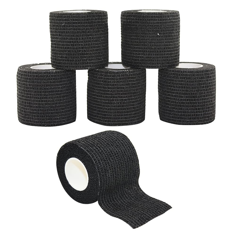 [6 Pack-2" x5Yards] MINGYUE Self Adhesive Bandage Wrap,Athletic Tape,Sports Tape,Wrist and Ankle Wrap Tape,Cohesive Bandage for Vet Tape(Black)