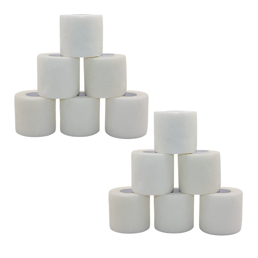 [12 Pack-2" x5Yards] MINGYUE Self Adhesive Bandage Wrap,Athletic Tape,Sports Tape,Wrist and Ankle Wrap Tape,Cohesive Bandage for Vet Tape(White)