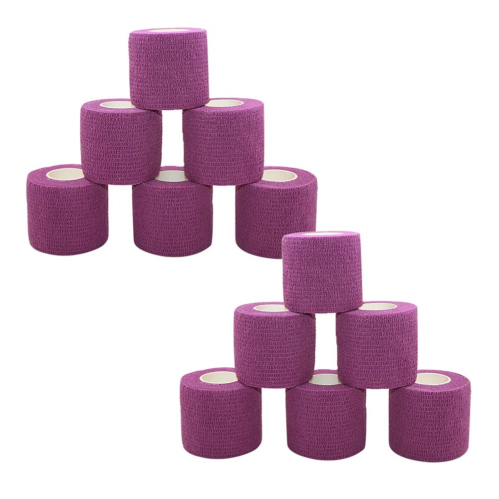 [12 Pack-2" x5Yards] MINGYUE Self Adhesive Bandage Wrap,Athletic Tape,Sports Tape,Wrist and Ankle Wrap Tape,Cohesive Bandage for Vet Tape(Purple)