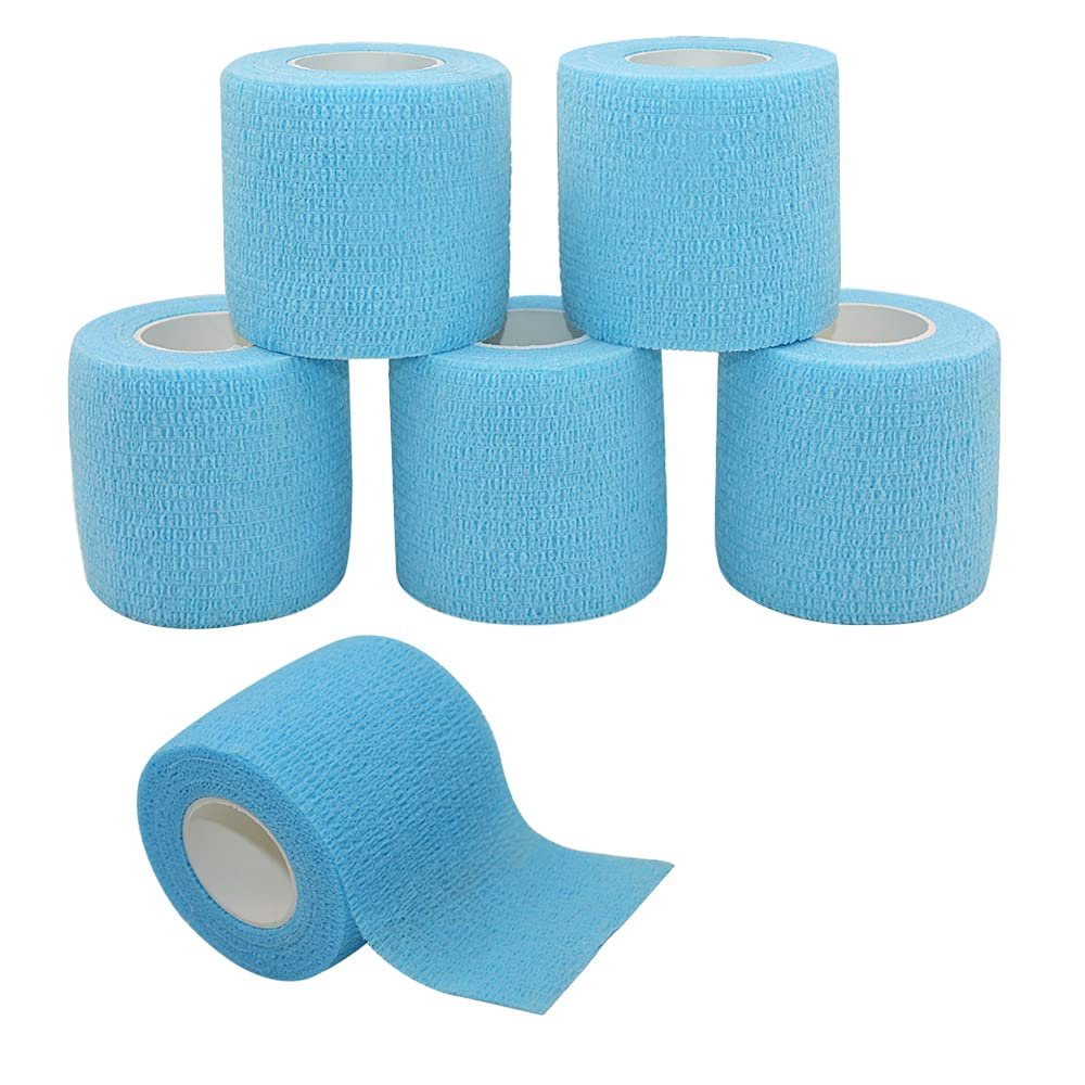 [6 Pack-2" x5Yards] MINGYUE Self Adhesive Bandage Wrap,Athletic Tape,Sports Tape,Wrist and Ankle Wrap Tape,Cohesive Bandage for Vet Tape(Light Blue)