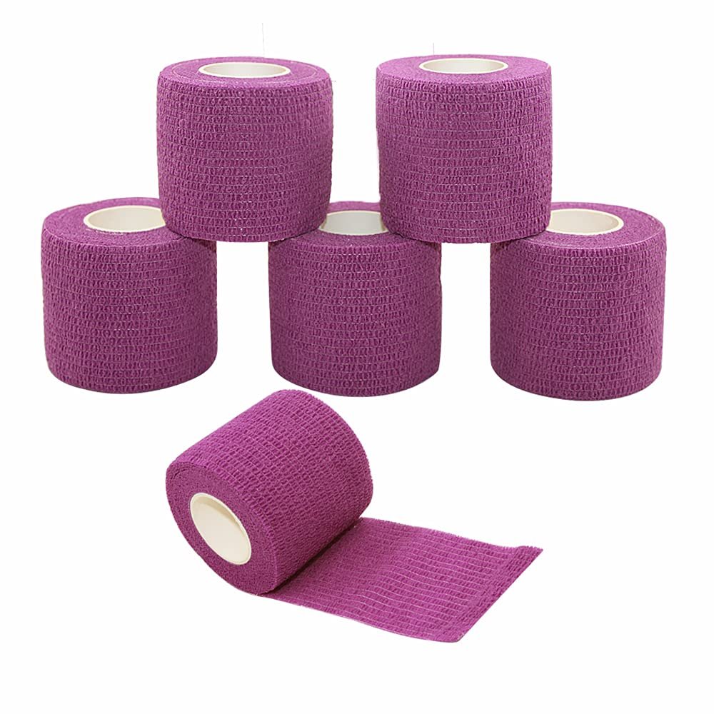[6 Pack-2" x5Yards] MINGYUE Self Adhesive Bandage Wrap,Athletic Tape,Sports Tape,Wrist and Ankle Wrap Tape,Cohesive Bandage for Vet Tape(Purple)