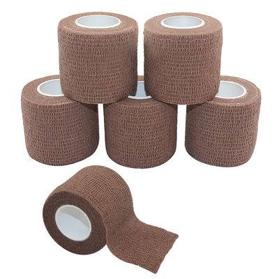 [6 Pack-2" x5Yards] MINGYUE Self Adhesive Bandage Wrap,Athletic Tape,Sports Tape,Wrist and Ankle Wrap Tape,Cohesive Bandage for Vet Tape(Brown)