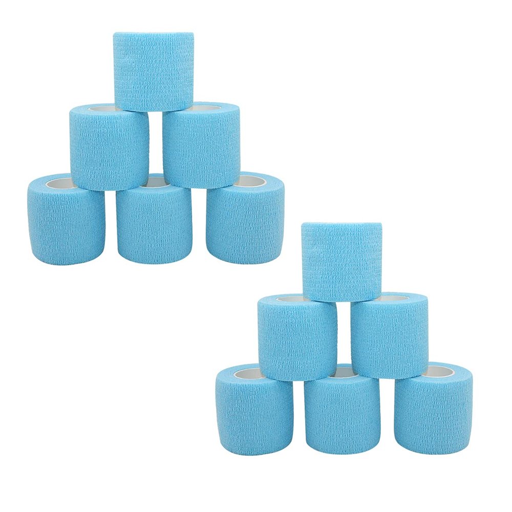 [12 Pack-2" x5Yards] MINGYUE Self Adhesive Bandage Wrap,Athletic Tape,Sports Tape,Wrist and Ankle Wrap Tape,Cohesive Bandage for Vet Tape(Light Blue)