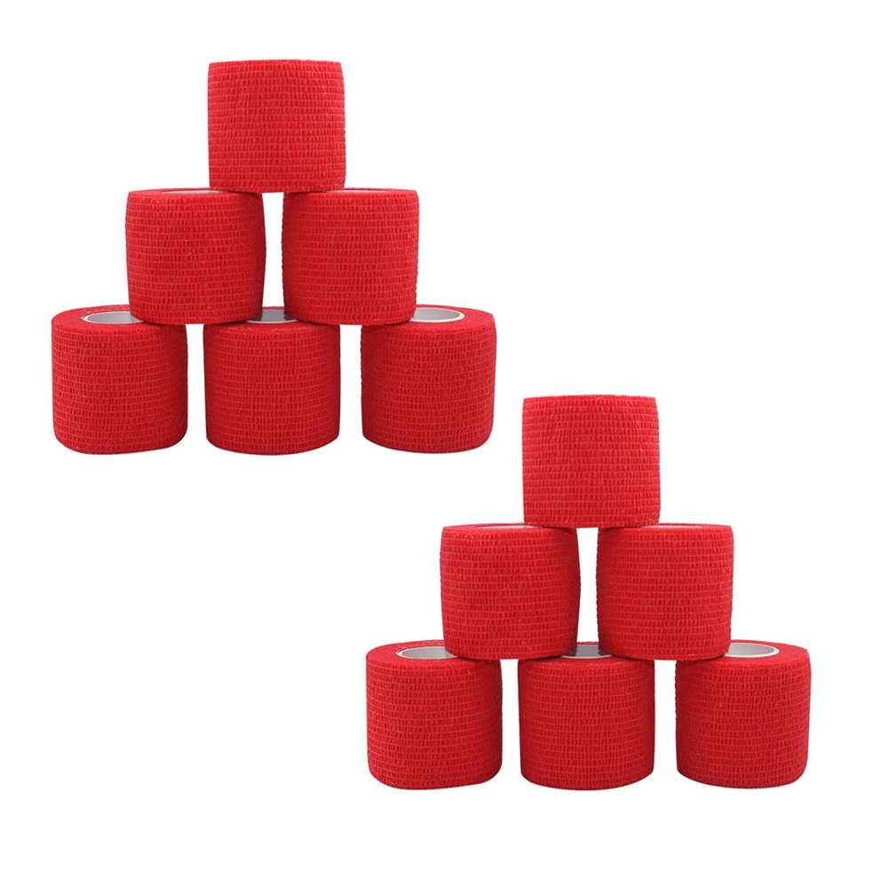 [12 Pack-2" x5Yards] MINGYUE Self Adhesive Bandage Wrap,Athletic Tape,Sports Tape,Wrist and Ankle Wrap Tape,Cohesive Bandage for Vet Tape(Red)