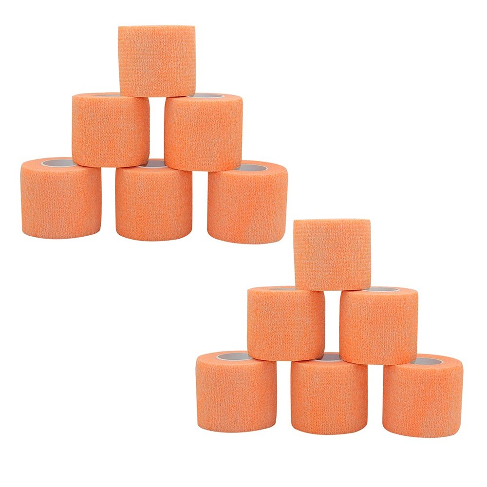 [12 Pack-2" x5Yards] MINGYUE Self Adhesive Bandage Wrap,Athletic Tape,Sports Tape,Wrist and Ankle Wrap Tape,Cohesive Bandage for Vet Tape(Orange)