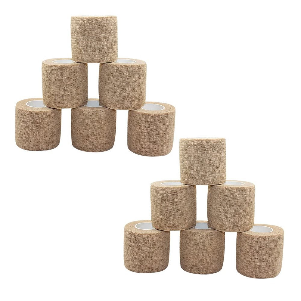 [12 Pack-2" x5Yards] MINGYUE Self Adhesive Bandage Wrap,Athletic Tape,Sports Tape,Wrist and Ankle Wrap Tape,Cohesive Bandage for Vet Tape(Skin Color)