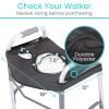 Vive Walker Tray for Folding, Standard Walkers (with Basket) - Universal Medical Supplies Equipment Attachment Table with Cup Holder - Durable Disability Rolling Accessories - for Seniors, Women, Men view 3