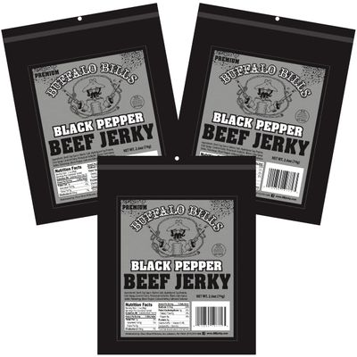 Buffalo Bills 2.6oz Premium Black Pepper Beef Jerky Packs (3 packs of black pepper smoked jerky)