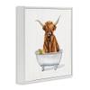 Stupell Industries Shaggy Country Cattle in Bathtub Rubber Duck, Designed by Donna Brooks White Framed Wall Art, 12 x 12, Brown view 3
