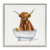 Stupell Industries Shaggy Country Cattle in Bathtub Rubber Duck, Designed by Donna Brooks Gray Framed Wall Art, 24 x 24, Brown view 1