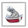 Stupell Industries Elephant in Red Bathtub Playful Safari Animal view 1