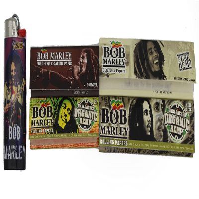 Bob Marley Rolling Paper Variety 4 Packs + Bob Marley Bic Lighter + DSS Scoop Card
