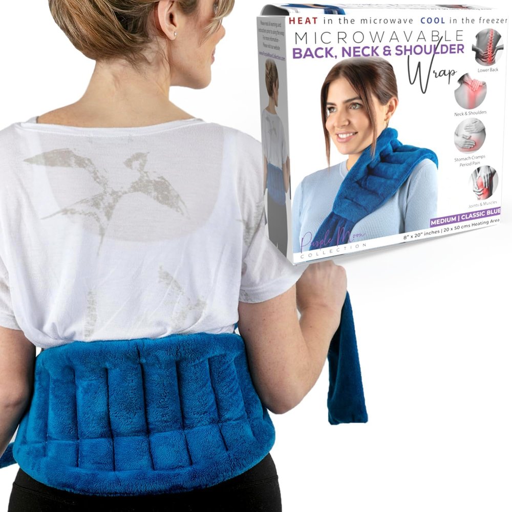 Microwavable Heating Pad for Back Pain Relief Moist Heat Pack for Neck & Shoulders Microwave Wheat Bag with Long Ties Reusable Hot Cold Therapy Wrap for Cramps, Stress & Muscle Relaxation M 71