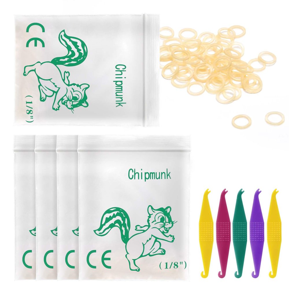 1/8" Orthodontic Elastic Rubber Bands, 500 Pack, Natural, Heavy 4.5 Oz Small Rubber Bands for Tooth Gap, Crooked Teeth, Hairbands, Dog Pony Tails, Braids and Dreadlocks