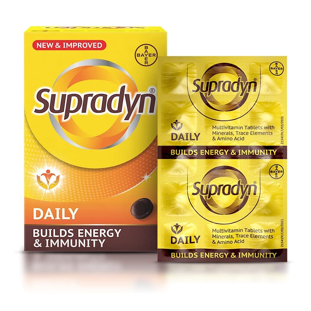 Supradyn Daily Multivitamin Tablets (150 Tablets) for Men & Women with Essential Zinc , 12 Vitamins, 5 Trace Elements for Daily Immunity & Energy