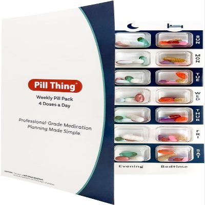 4 Times a Day Weekly XL Cold Seal Pharmacy Blister Pack System Cards for Pills -Two Piece Unit Dose Tri-Fold Booklet Easy No Extra Equipment Needed (4X a Day Weekly - 6 Pack)