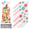 Clabby 100 Pcs Christmas Cellophane Treat Bags Red Green Snowflake Cello Plastic Candy Goodie Bags with Twist Ties for Winter Holiday Xmas Party Favor Supplies(Red and Green) view 1