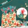 Clabby 100 Pcs Christmas Cellophane Treat Bags Red Green Snowflake Cello Plastic Candy Goodie Bags with Twist Ties for Winter Holiday Xmas Party Favor Supplies(Red and Green) view 3