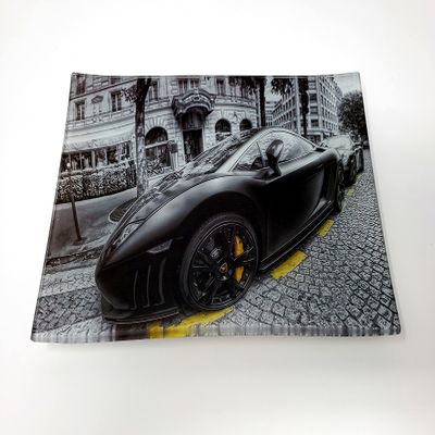 E.G.G. Shatter Resistant Glass Tray: Decorative Tray/Rolling Tray/Collectable/High Resolution/Great Gift (Lambo)