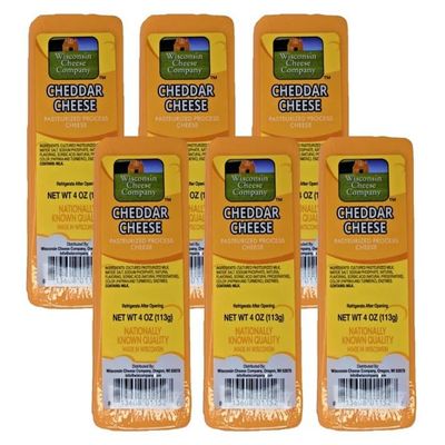 Wisconsin Cheese Company - 100% Wisconsin Cheddar Cheese  4 oz Blocks (Pack of 6) | Premium Artisan Wisconsin Cheese for Charcuterie, Snacking & Gift Boards