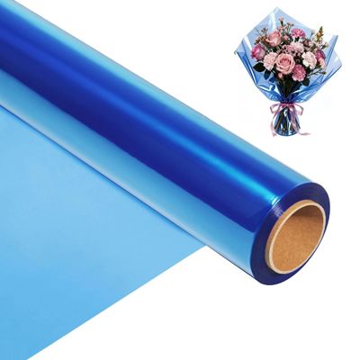 200 ft Blue Cellophane Wrap Roll (16 In x 200 Feet) - 2.5 Mil Thick for Gift Baskets, Bouquets, Party Decorations
