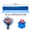 200 ft Blue Cellophane Wrap Roll (16 In x 200 Feet) - 2.5 Mil Thick for Gift Baskets, Bouquets, Party Decorations view 2