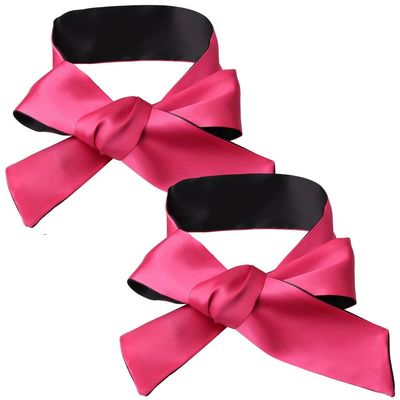 2Pcs Satin Eye Mask Sleep Mask, Adjustable Blindfold Soft Satin Eye Covers Valentine's Day Gifts for Women for Travel, Nap, Meditation,157cm/62inch (Black Red)