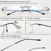 VEVESMUNDO Frameless Reading Glasses Blue Light Blocking Metal Lightweight Computer Rimless Readers for Men Women view 4