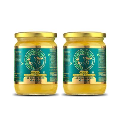 Organic Grass Fed A2 Ghee Clarified Butter from Girorganic - Unsalted Gir Cow Ghee Butter - Organic Ghee Oil - Pasture Raised, Lactose-Free - 16 Oz (combo)