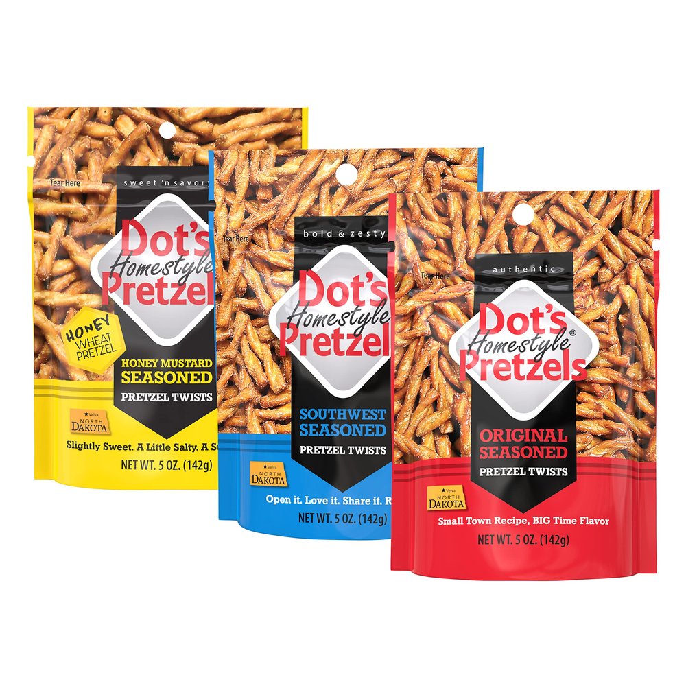 Dot's Homestyle Pretzels 5 Ounce Snack Size Individual Packs Seasoned Pretzel Twists (Variety Pack, 5 Ounce (Pack of 3))