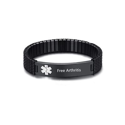 ZKXXJ Medical Alert Bracelets for Men Women Free Arthritis Stainless Steel Elastic Wristband ID Identification Cuff Bracelet Health Awareness Jewelry for Adults Teens