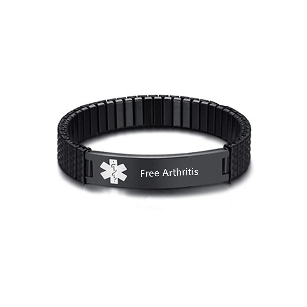 ZKXXJ Medical Alert Bracelets for Men Women Free Arthritis Stainless Steel Elastic Wristband ID Identification Cuff Bracelet Health Awareness Jewelry for Adults Teens