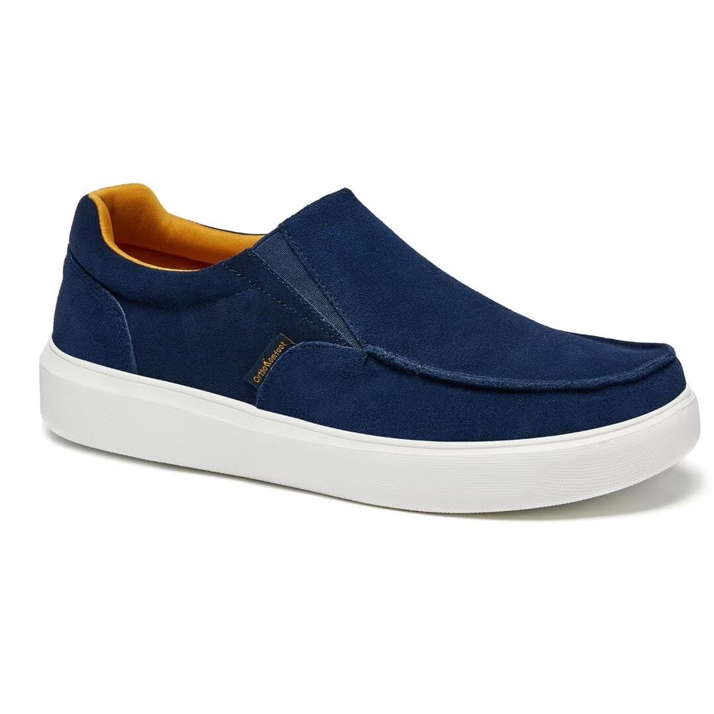 Men's Orthopedic Loafers: Lightweight Dress Shoes for Orthotic, Comfortable Casual Flat Feet Indoor Outdoor Boat Shoes with Arch Support Denim Size 11