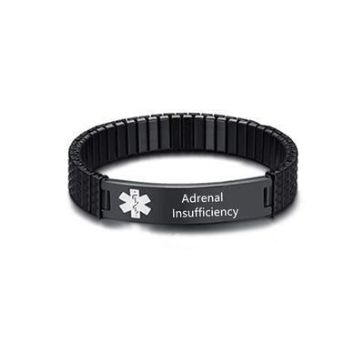 ZKXXJ Medical Alert Bracelets for Men Women Adrenal Insufficiency Stainless Steel Elastic Wristband ID Identification Cuff Bracelet Health Awareness Jewelry for Adults Teens