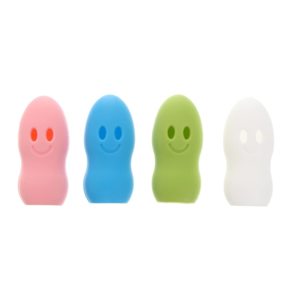 4pcs Kawaii Cartoon Travel Toothbrush Holder Covers Portable Silicone Toothbrush Case for Home Daily Travel Outdoor (Red Spaceship+ Cartoon Person+ Green Leaves+ Yellow Chicks) Random Style