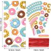 Perkoop 100 Pieces 5 x 11 Inches Donut Party Favors, Candy Cellophane Bags, Sweet Doughnut Goodie Bags with 150 Pieces Twist Ties for Candy Birthday Party Baby Shower Decoration Supplies view 2