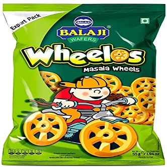 Comlinks LLC Balaji Snacks Wheelos - Masala Cereal Pellet Crunchy WafersChips Full of Flavor & Spices - Product of India - Pack of 6x55gms